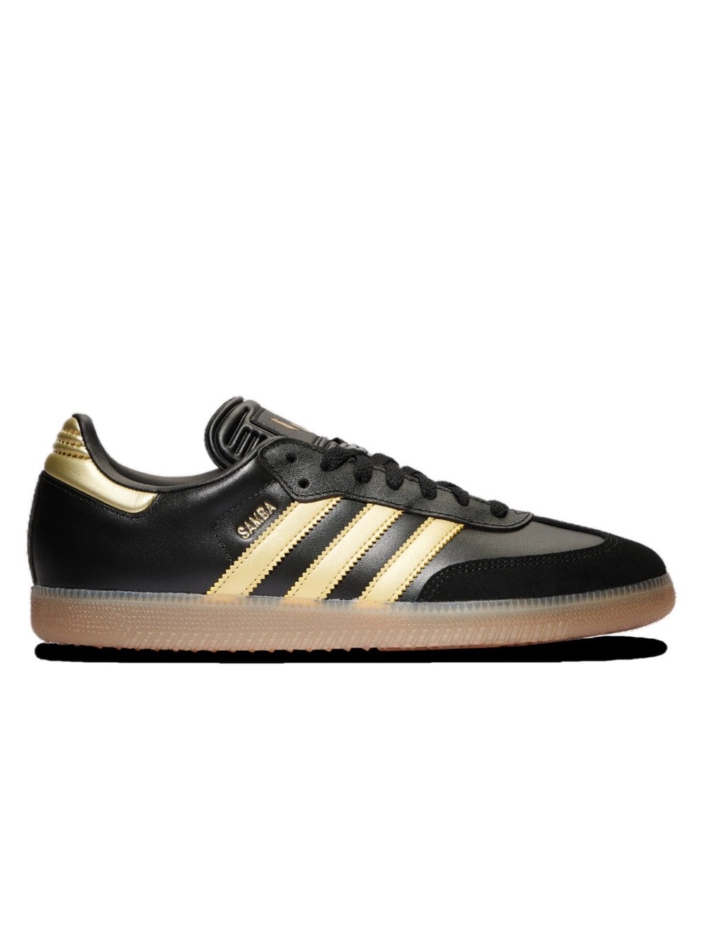 adidas Samba Black with Metallic Gold Stripes